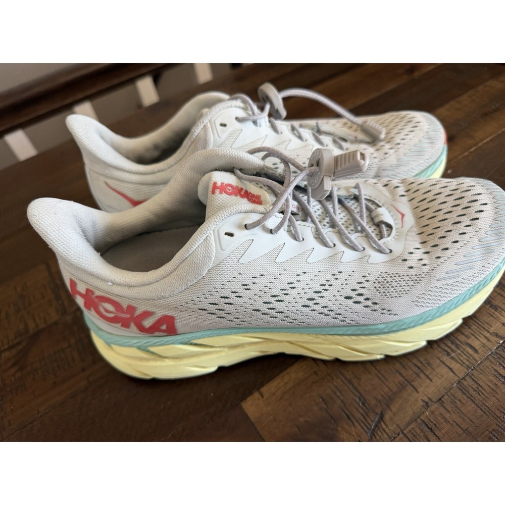 Hoka One One Clifton 7 Morning Mist Hot Coral Women Shoes Size10 1110509 MMHC